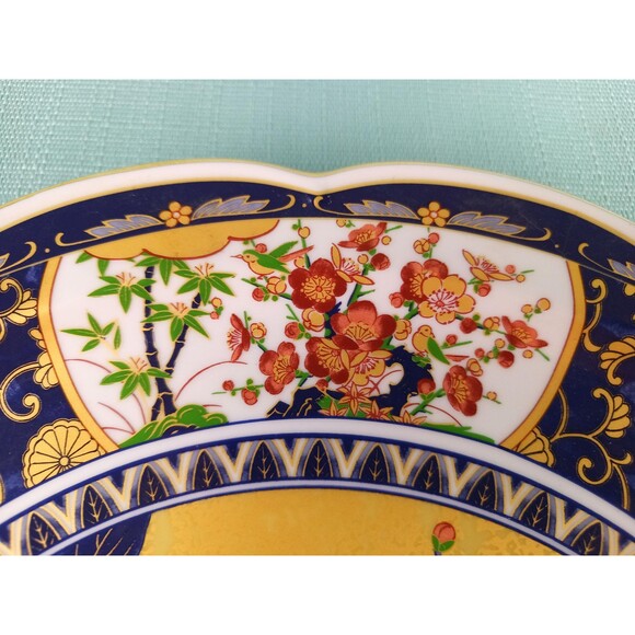 Japanese Porcelain Platter Decorative Plate Scalloped Edge Vintage Meiji Style - Picture 7 of 10